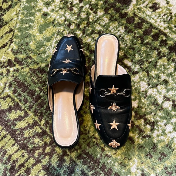 SHEIN Very Gucci Princetown Embroidered Bee Star Horsebit Designer Inspired Mule - Picture 4 of 15